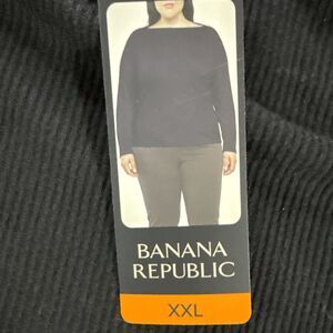 Banana Republic Women’s Ribbed Long Sleeve Top, Black Size XXL
